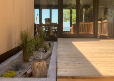 Cedar and Concrete Front Entrance