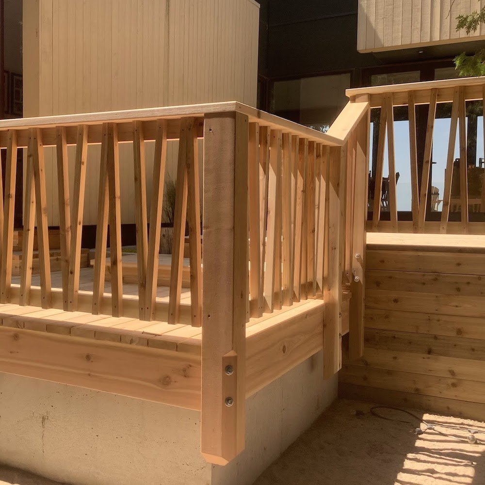 Concrete + Cedar Railing Western Red Cedar Deck